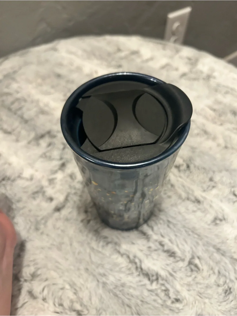 Blue Ceramic Tumbler with Gold Speckle - Travel Lid